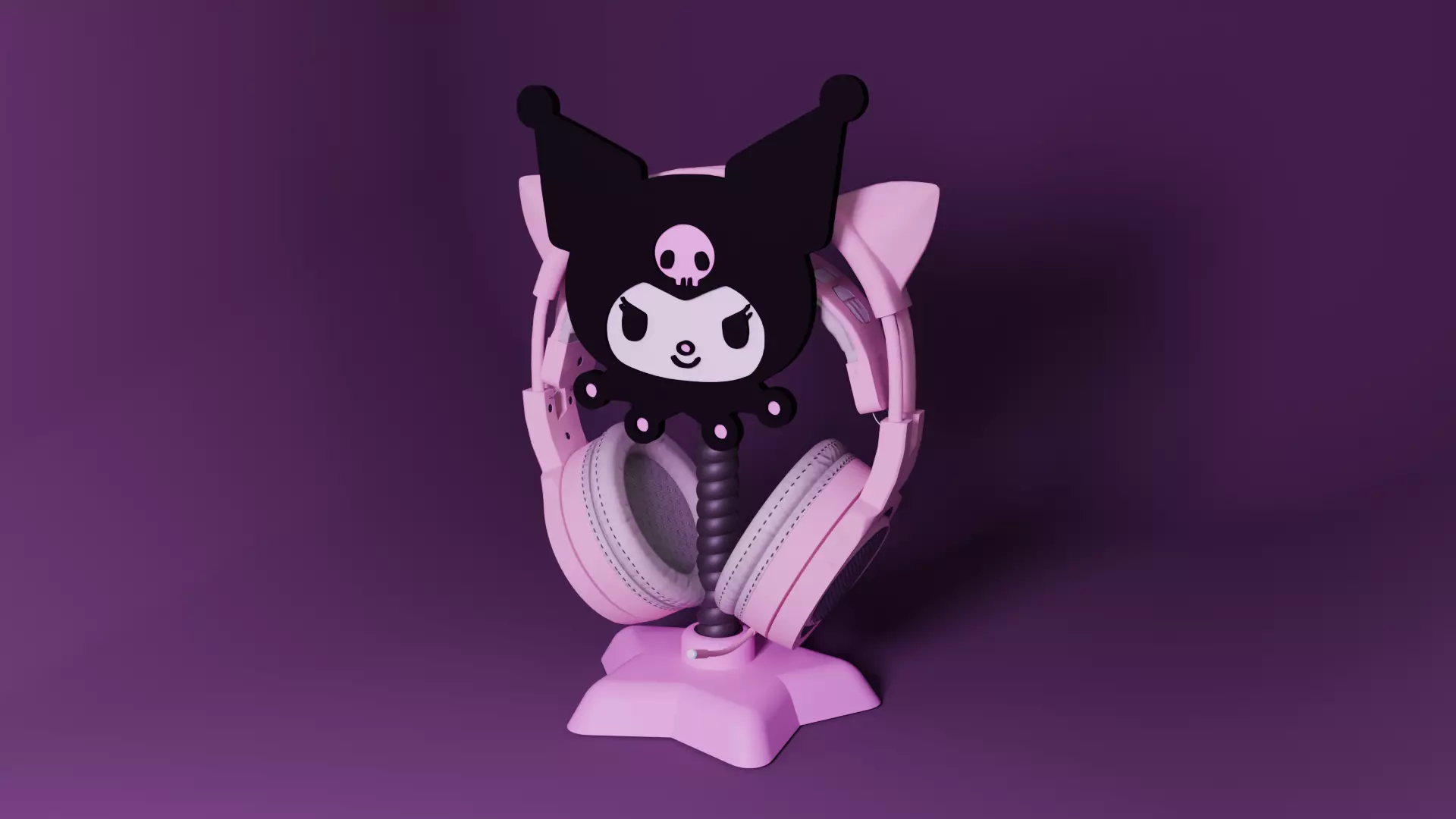 Kuromi Headphone Stand 3D print model_6