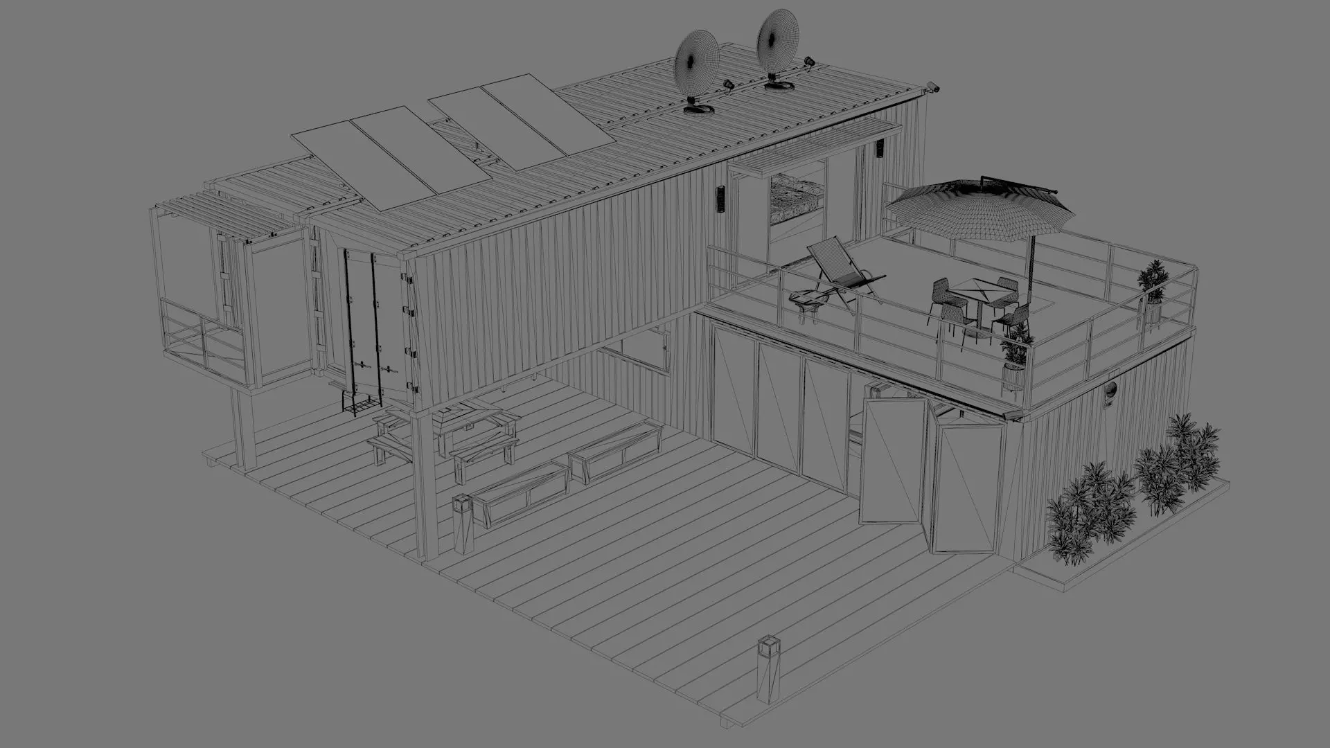 Container House Low-poly 3D model_10