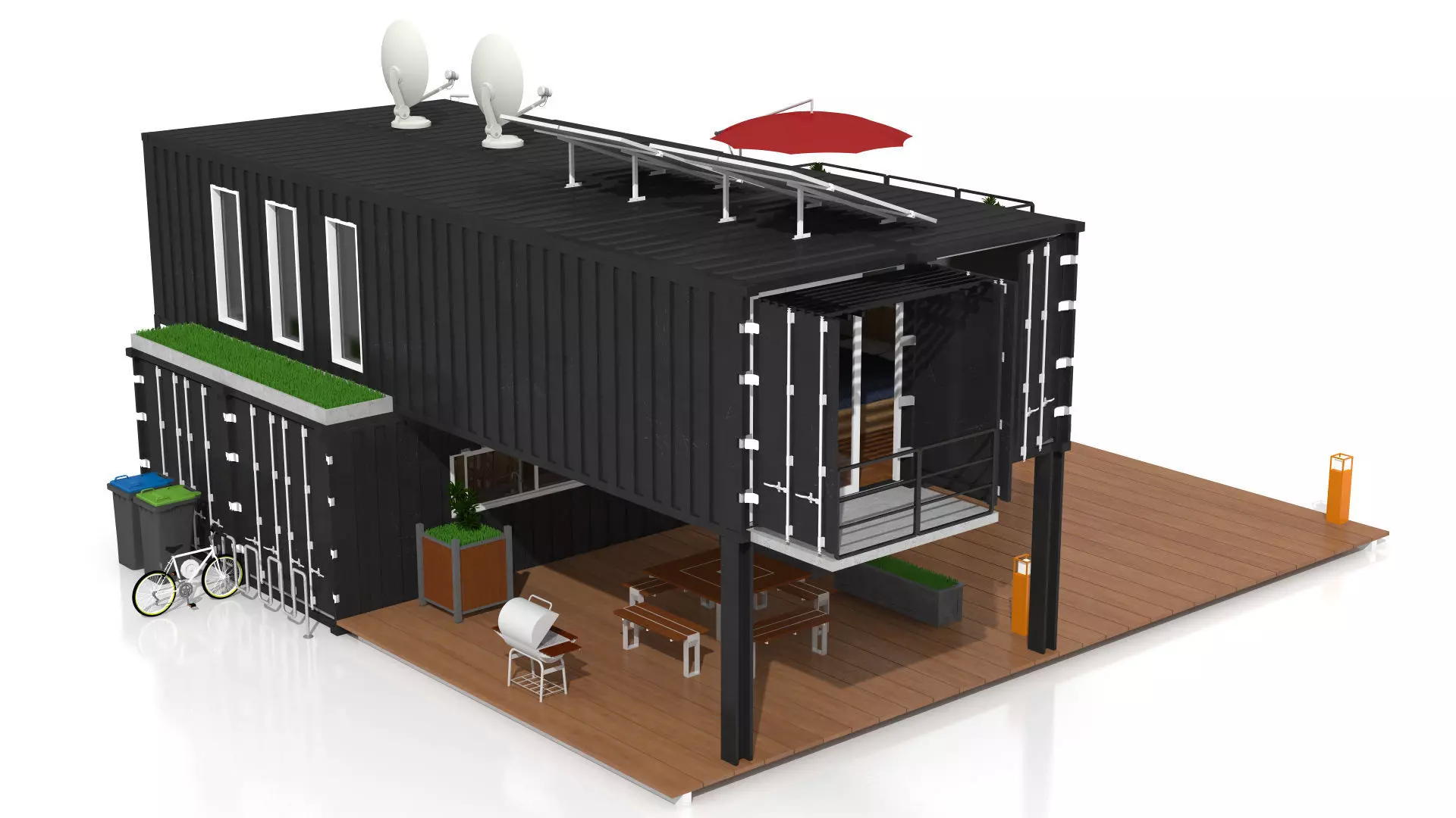 Container House Low-poly 3D model_1