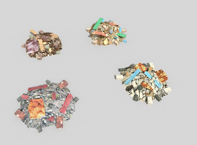 4 debris piles pack 1 Free low-poly 3D model