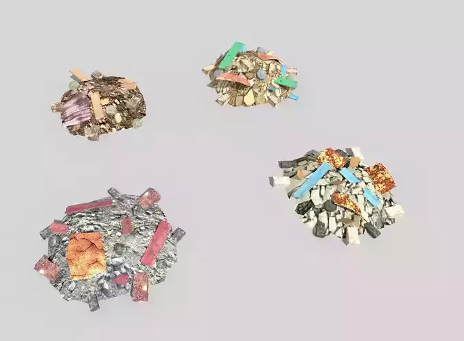 4 debris piles pack 1 Free low-poly 3D model