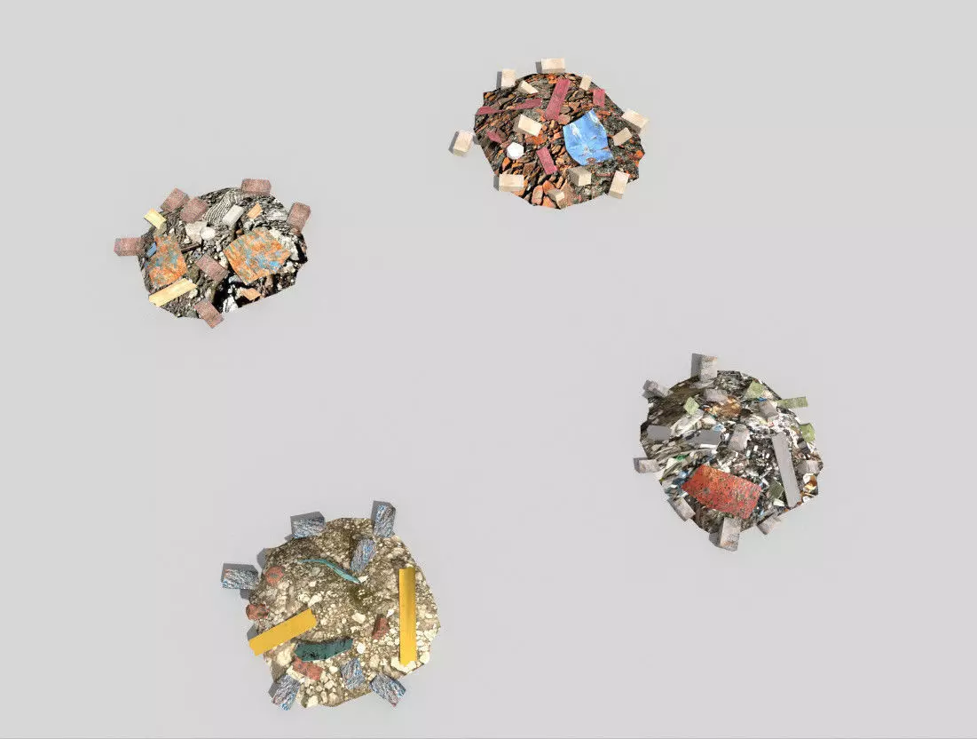 4 debris piles pack 2 Low-poly 3D model
