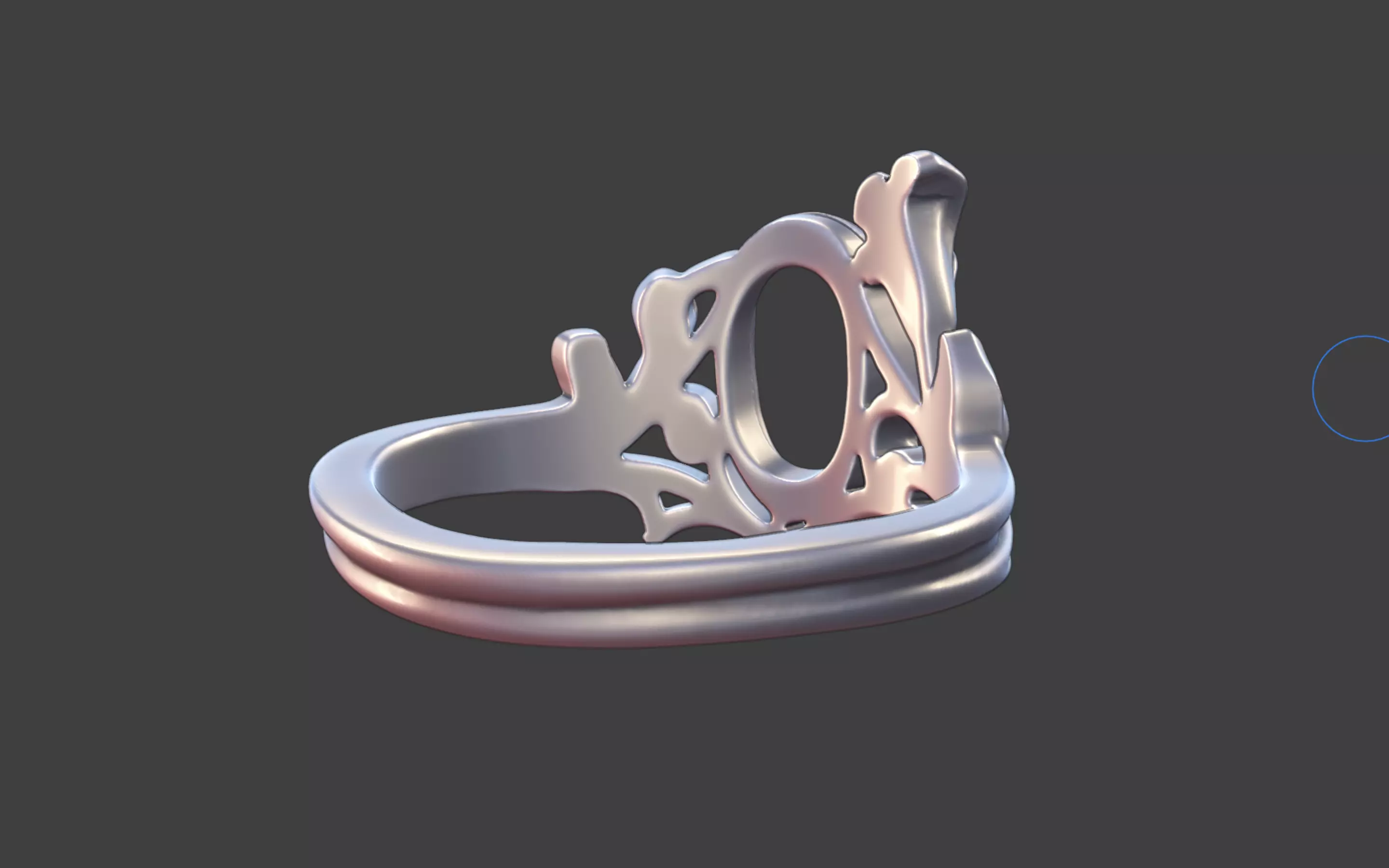 Silver Art Nouveau Cabochon Ring 3D print model_31