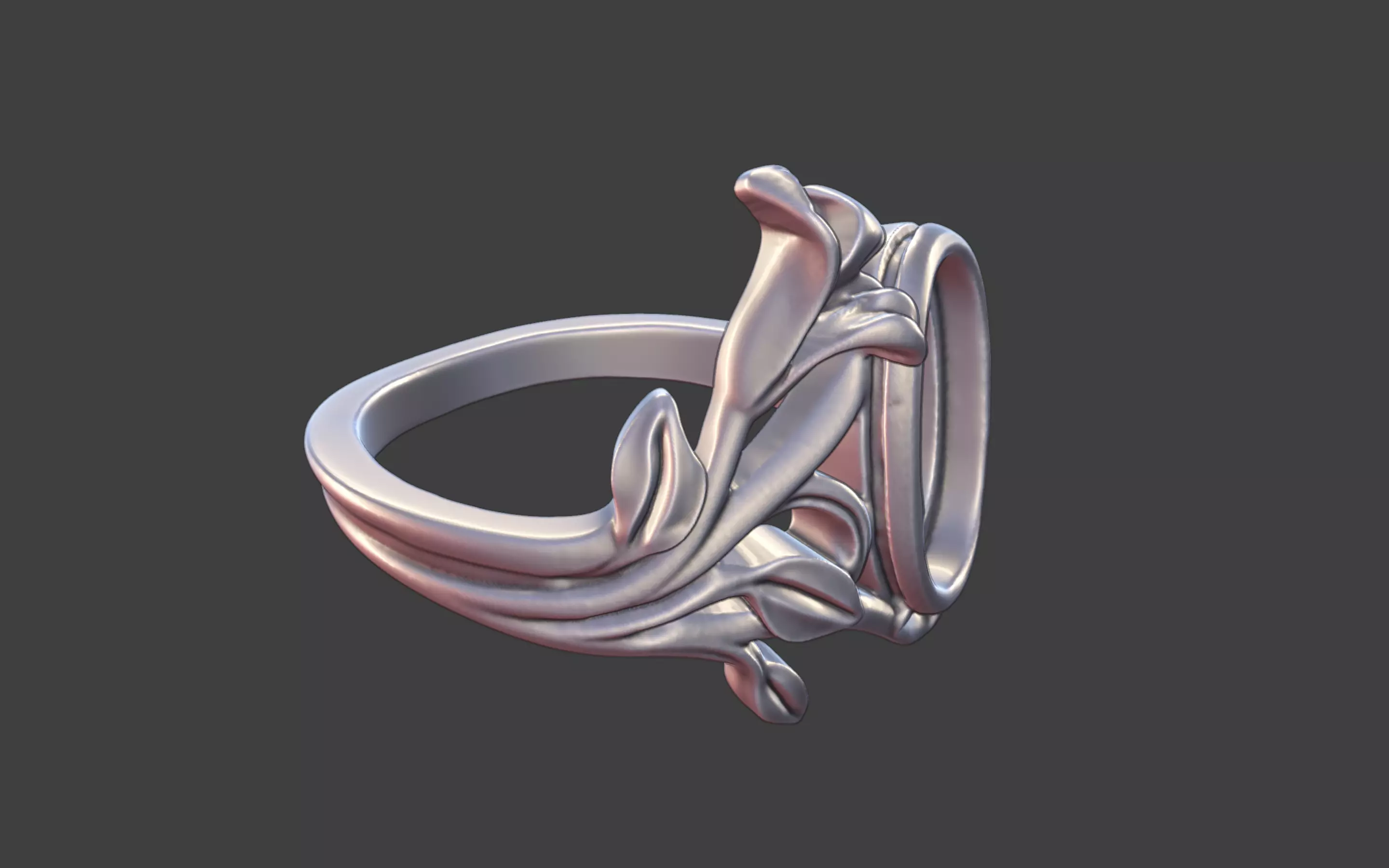 Silver Art Nouveau Cabochon Ring 3D print model_25