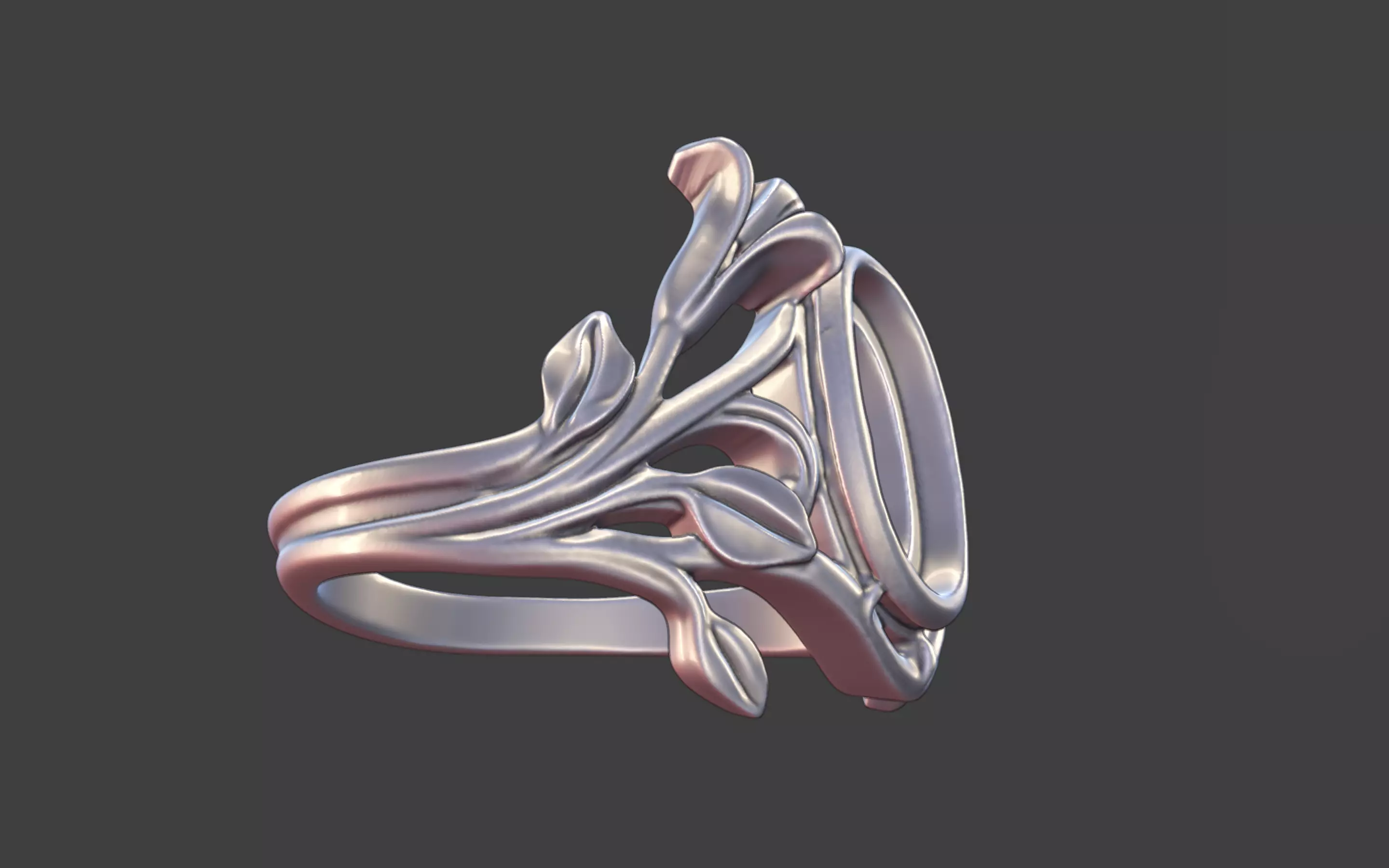 Silver Art Nouveau Cabochon Ring 3D print model_24
