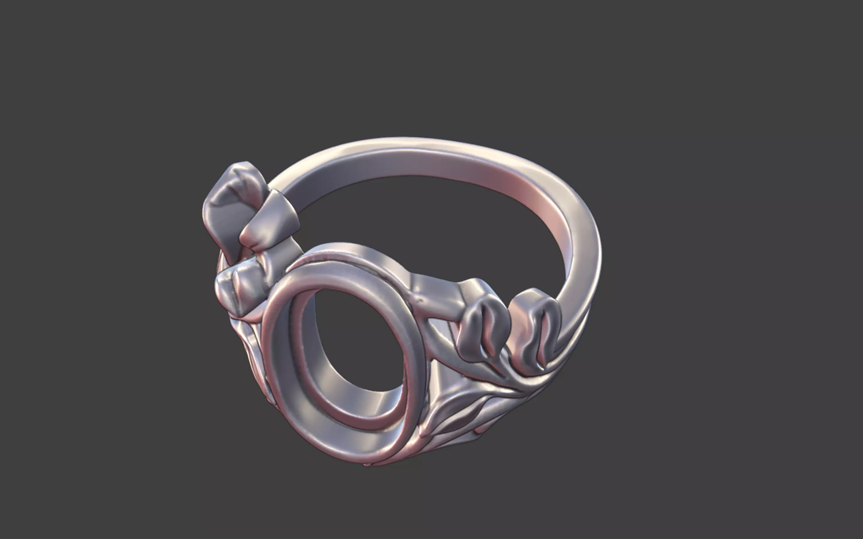 Silver Art Nouveau Cabochon Ring 3D print model_27