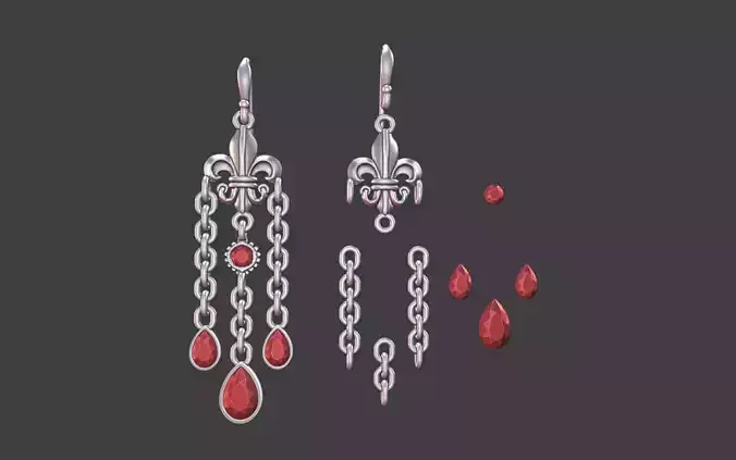 Gothic Fleur de Lis Silver Earrings