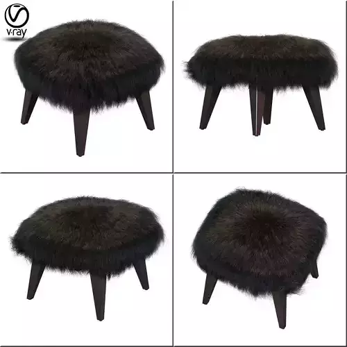 OTTO TIBETAN FUR CUBE OTTOMAN 3D model