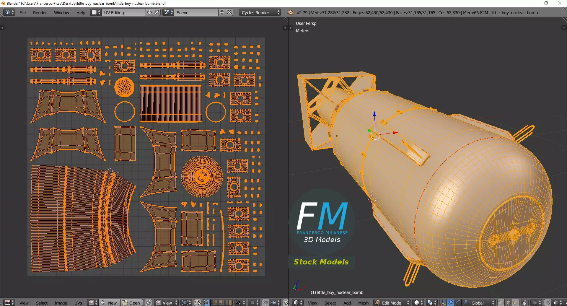 Little Boy nuclear bomb Free low-poly 3D model_1