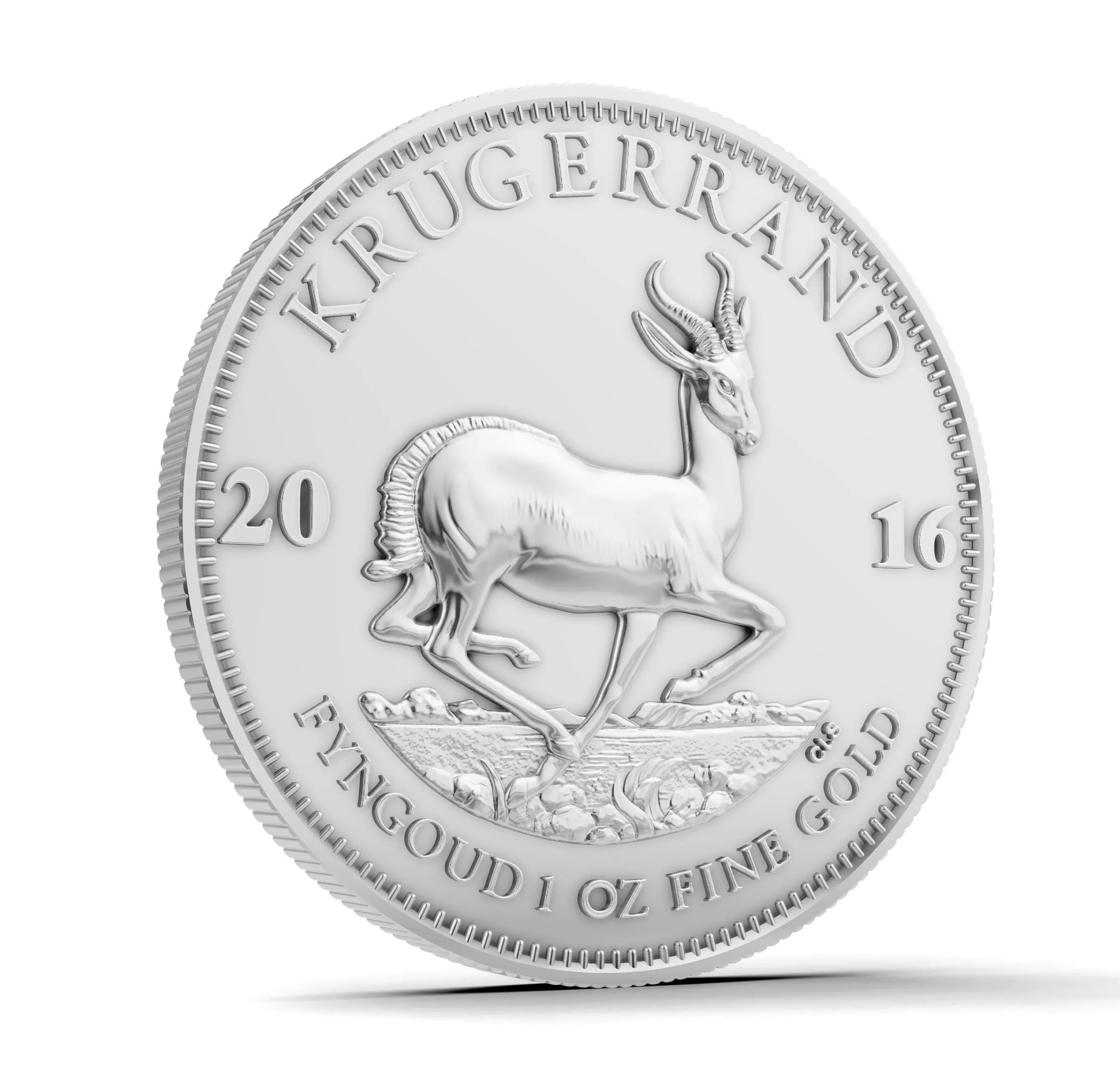 Krugerrand Coin 3DM STL OBJ model for 3D printing and CNC 3D print model_5