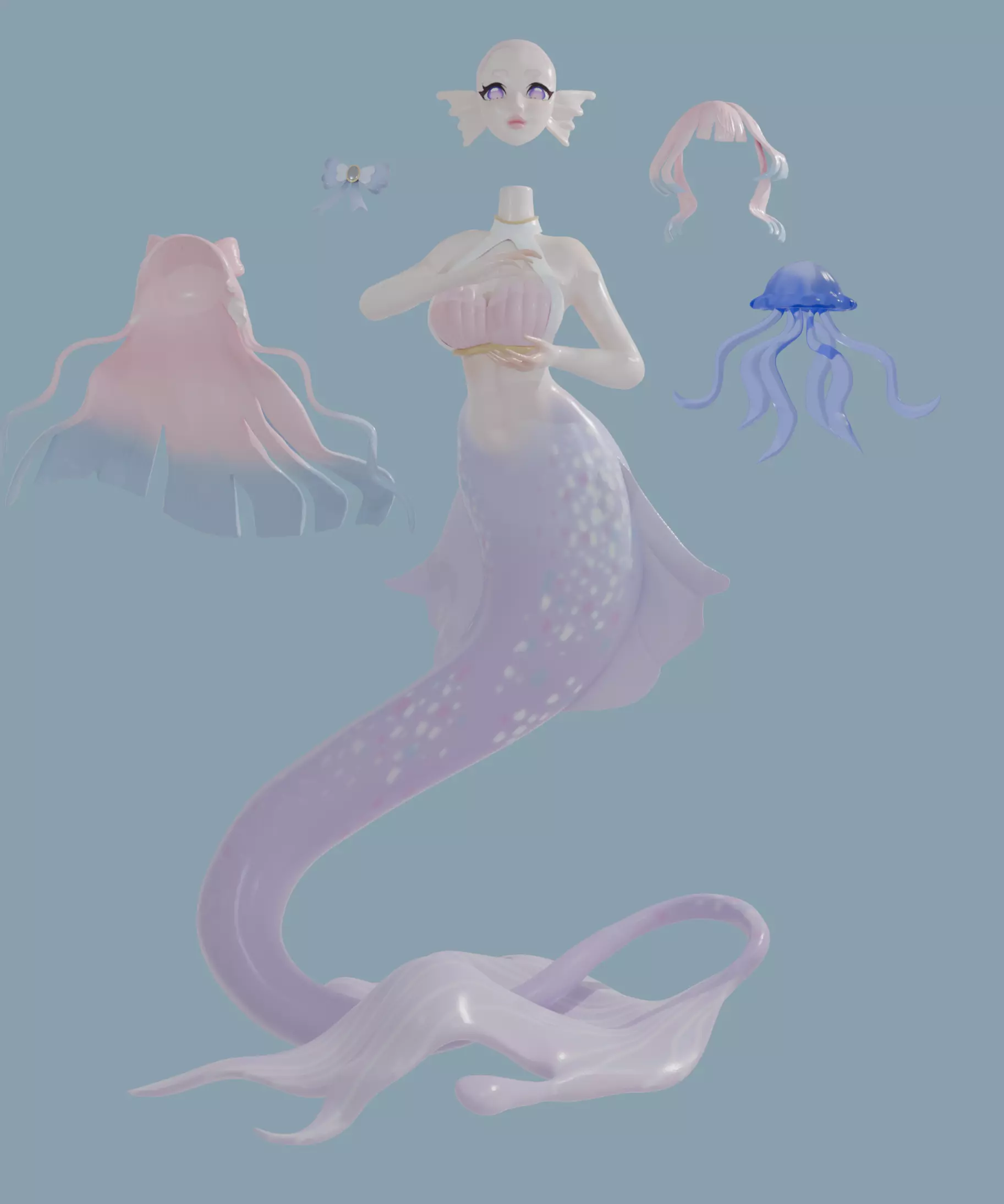 Genshin Kokomi Mermaid Figure 3D print model_3