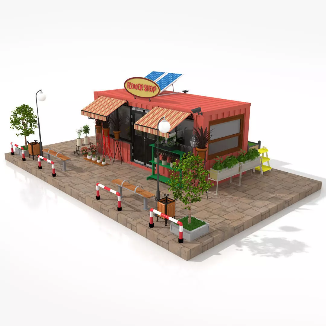 Container Flower Store Low-poly 3D model_3