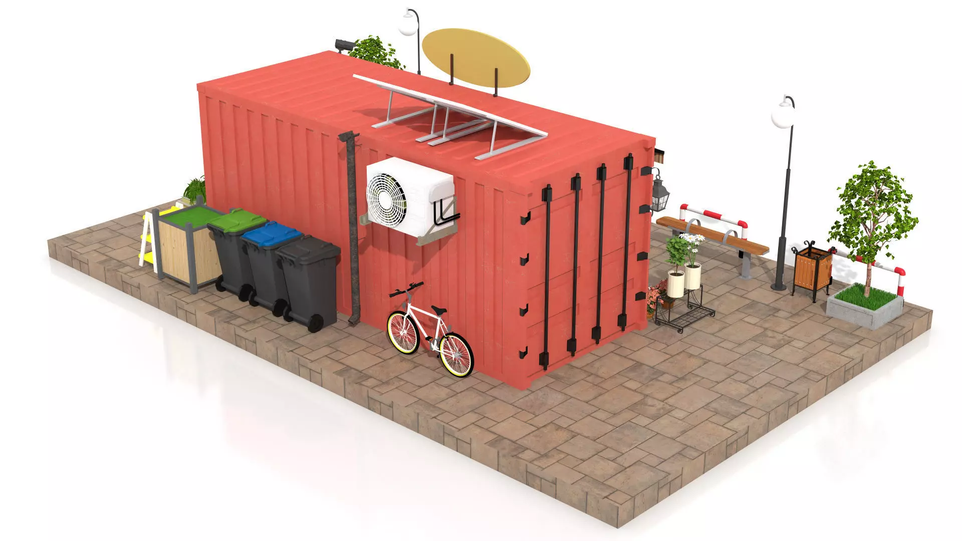 Container Flower Store Low-poly 3D model_8
