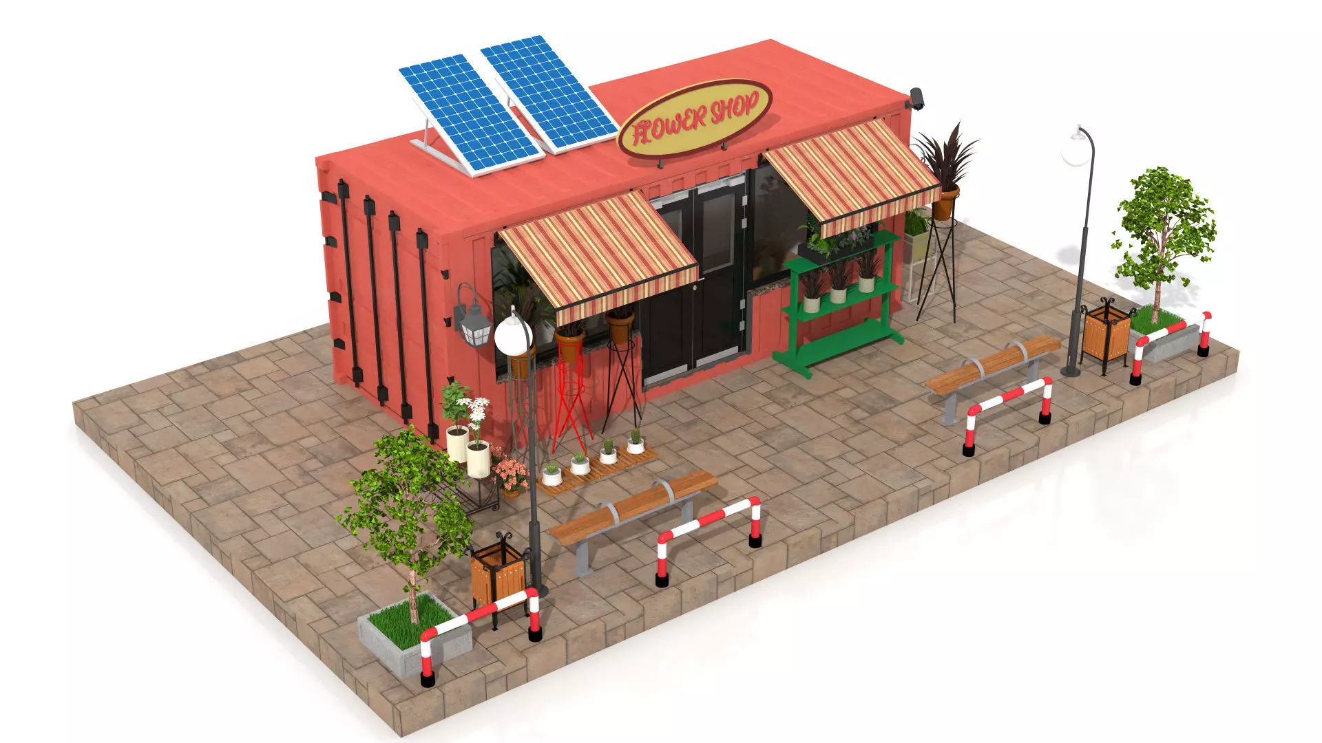 Container Flower Store Low-poly 3D model_2