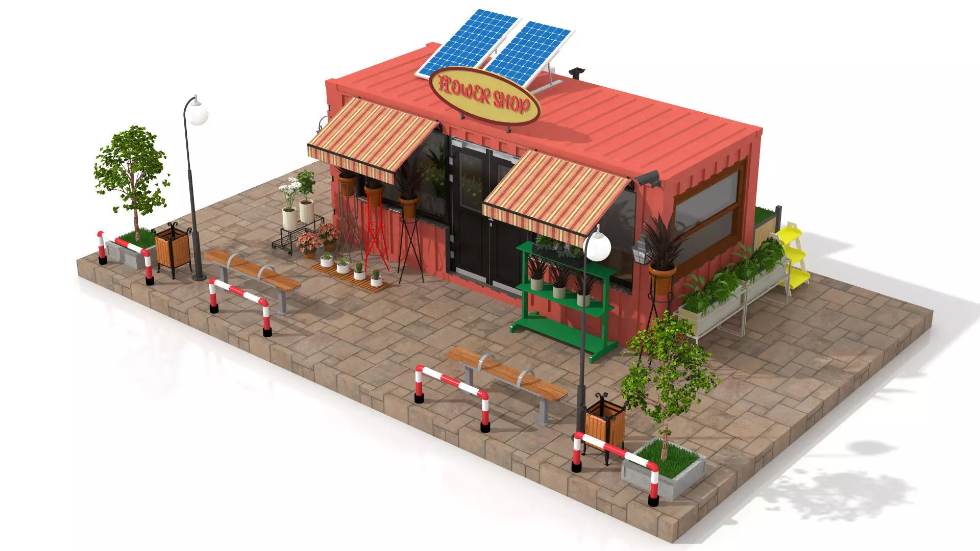 Container Flower Store Low-poly 3D model_0