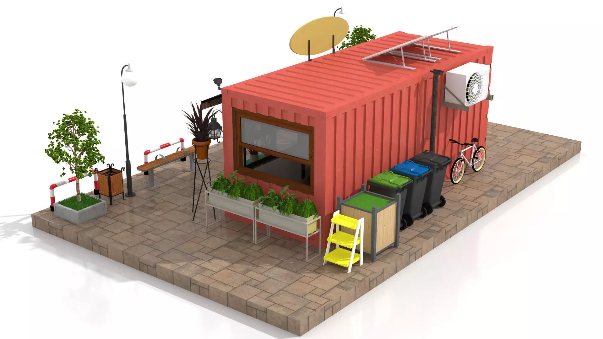 Container Flower Store Low-poly 3D model_7