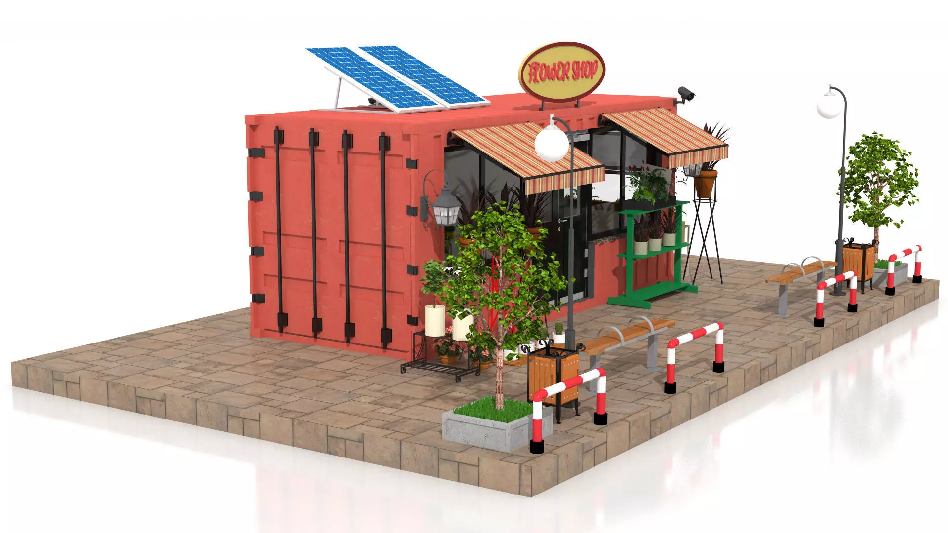 Container Flower Store Low-poly 3D model_1