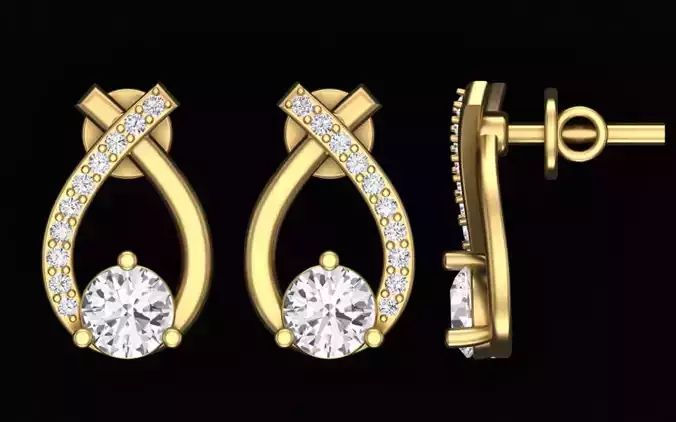 Gold Diamond Stud Earrings