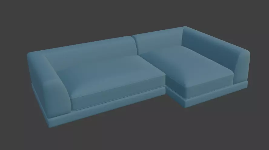 Uno 2-Piece Right Arm Sapphire Striped Sectional Sofa 3D model_8