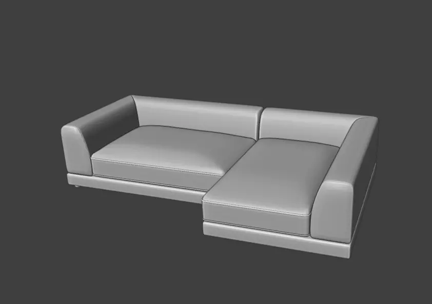 Uno 2-Piece Right Arm Sapphire Striped Sectional Sofa 3D model_9