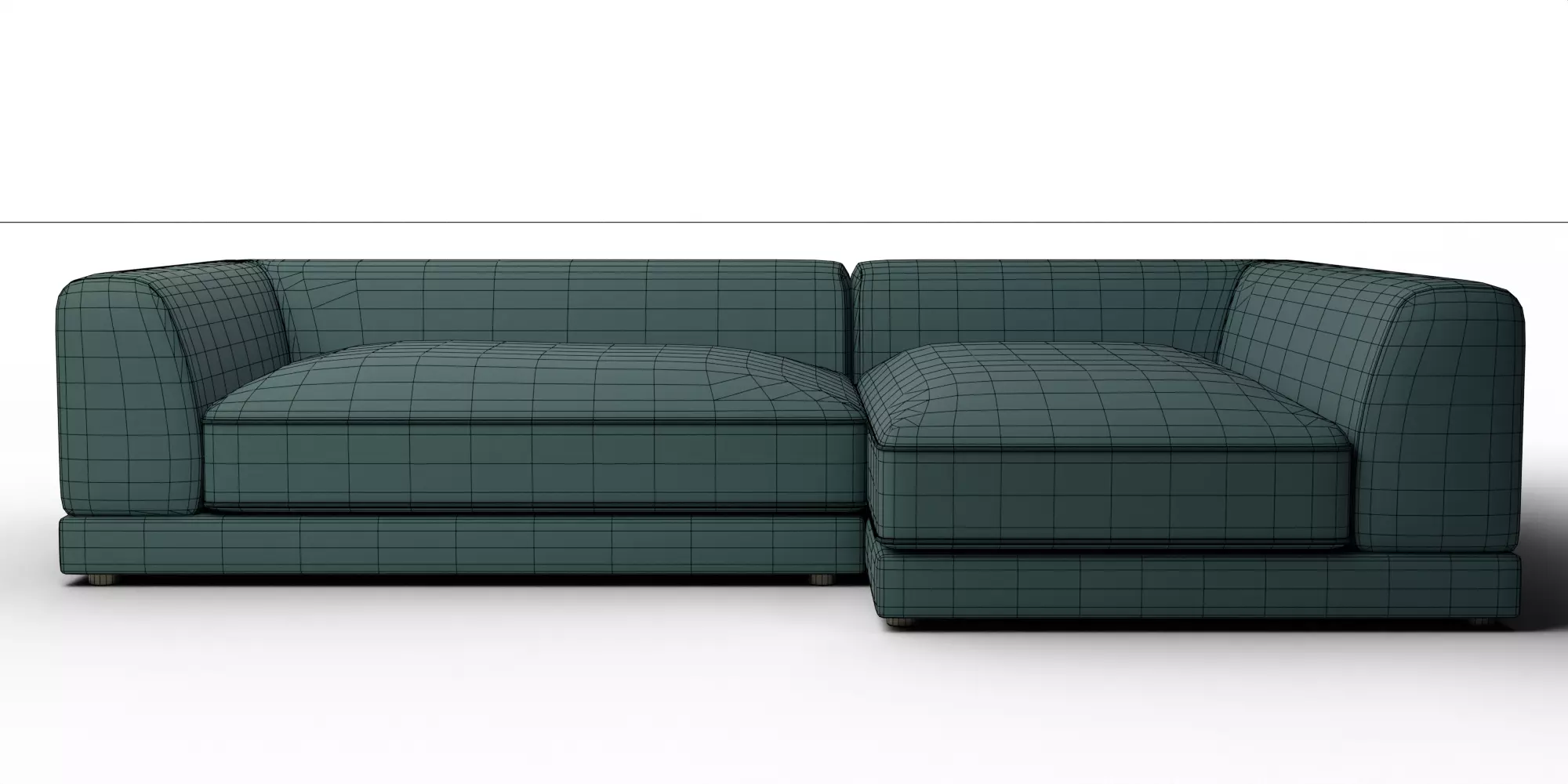 Uno 2-Piece Right Arm Sapphire Striped Sectional Sofa 3D model_1