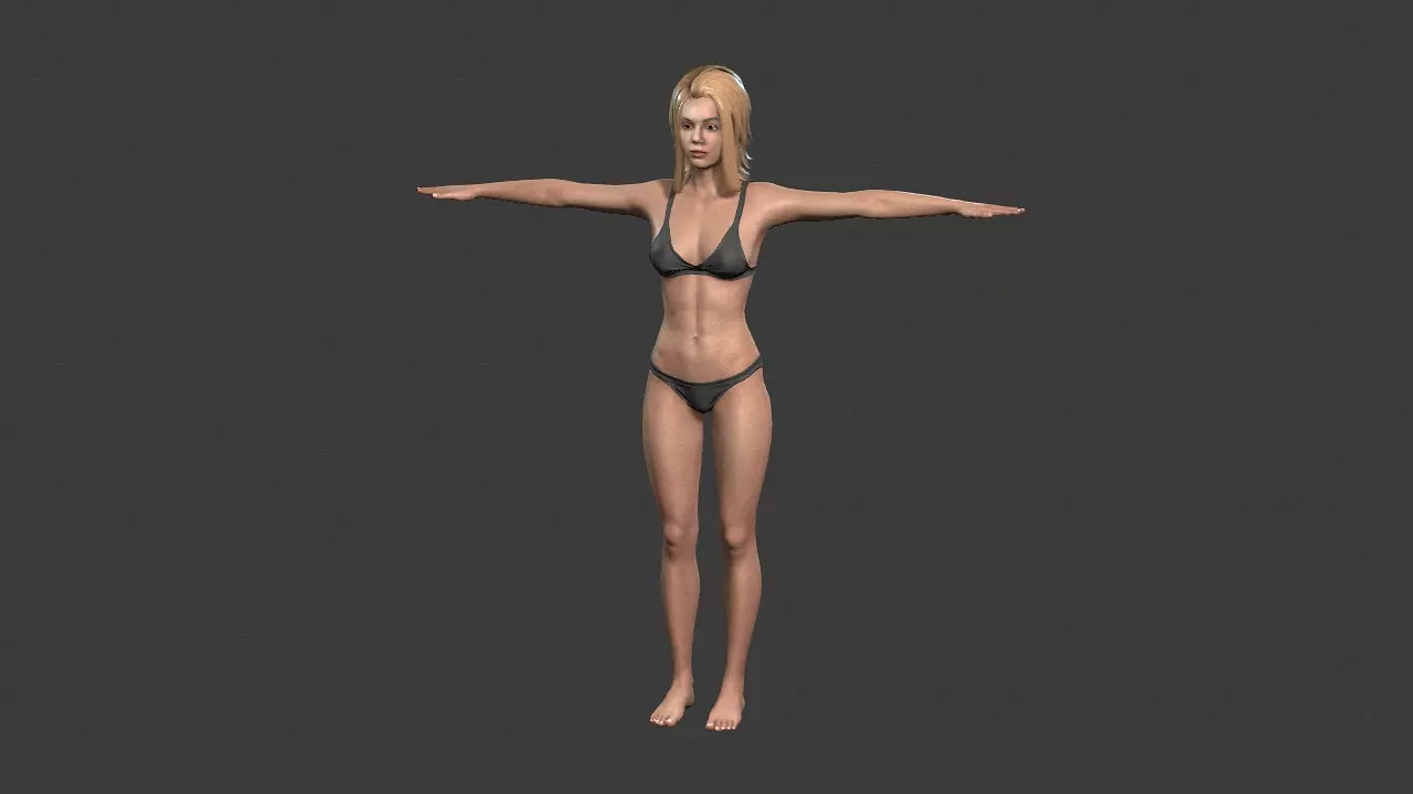Beautiful Woman 10 Rigged 3d character Free 3D model_0