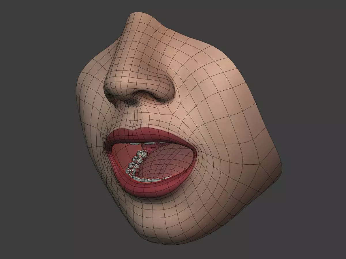 Lips Mouth Teeth Anatomy Rigged Free low-poly 3D model_3