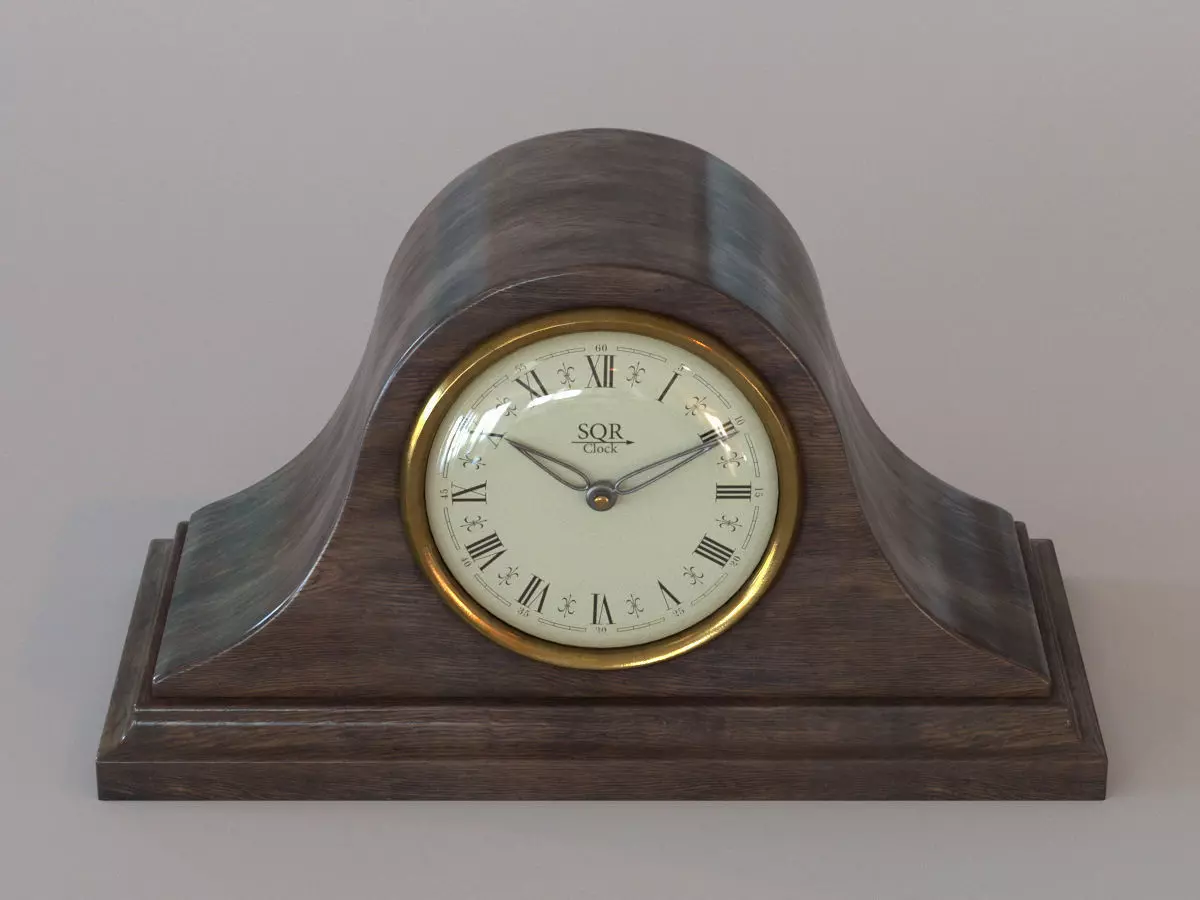Vintage table wooden clock 3D model_0