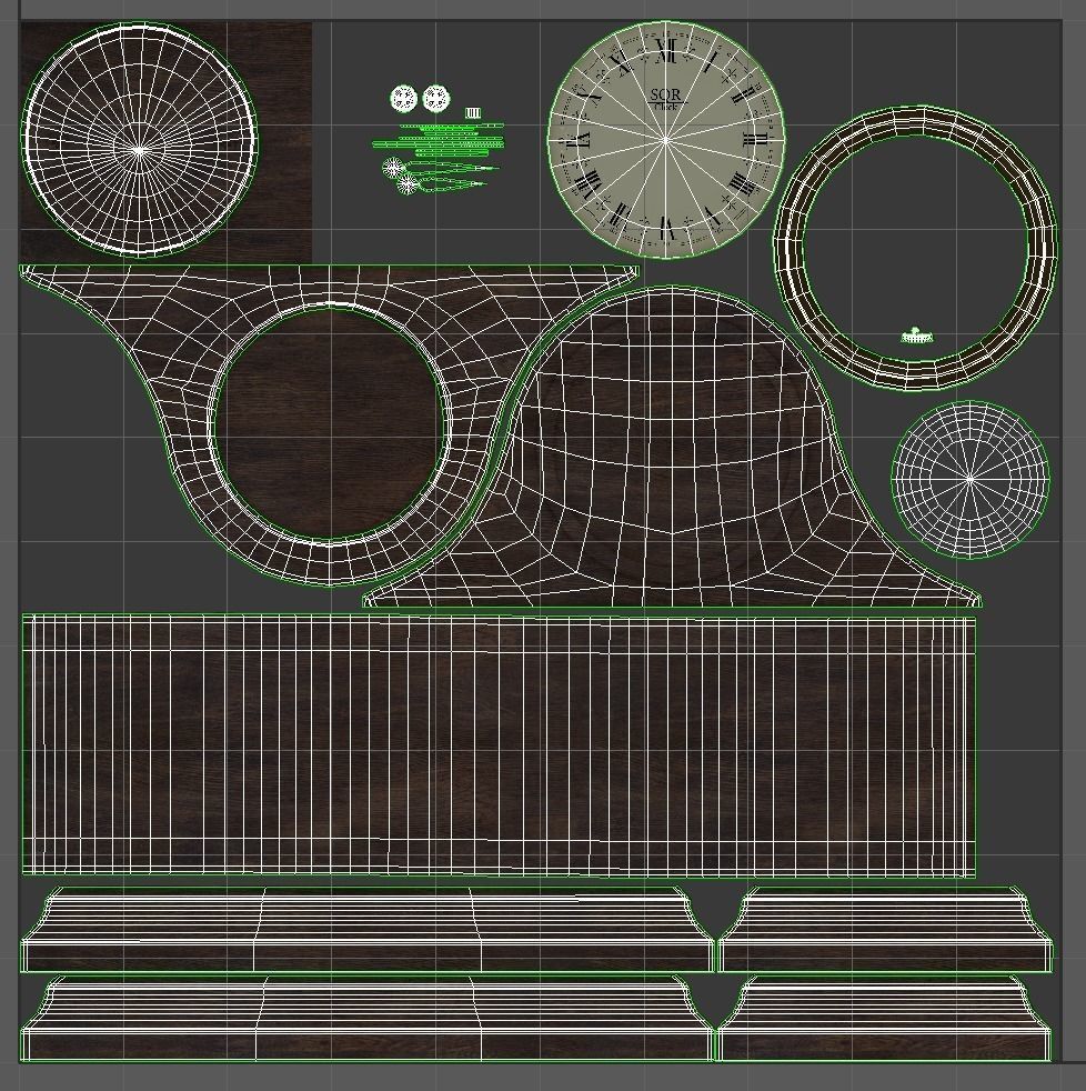 Vintage table wooden clock 3D model_10