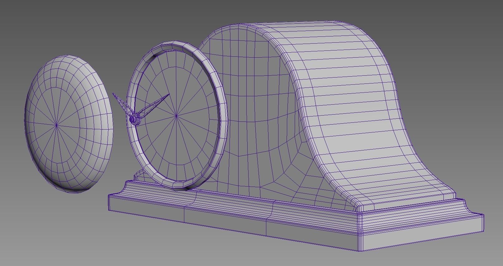 Vintage table wooden clock 3D model_5