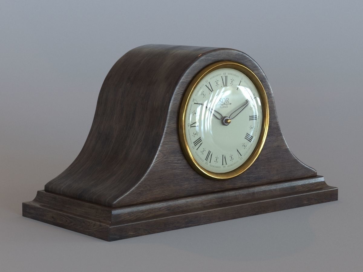 Vintage table wooden clock 3D model_2