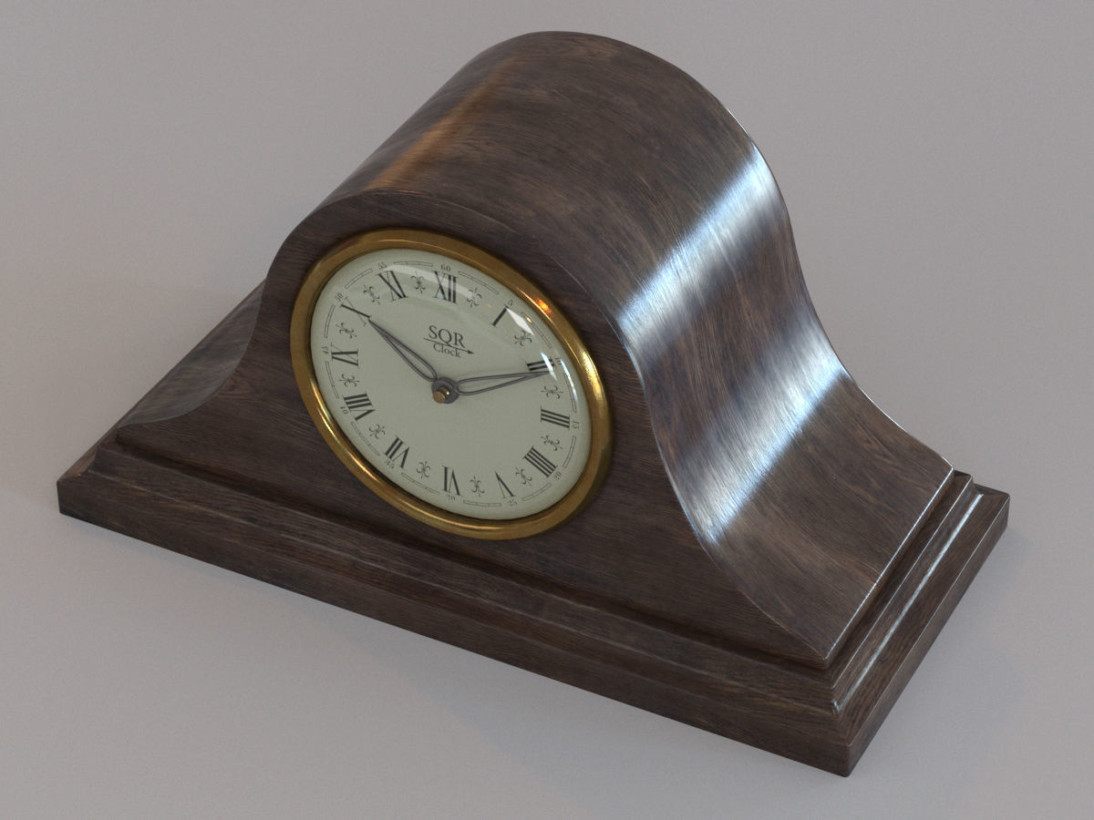 Vintage table wooden clock 3D model_3