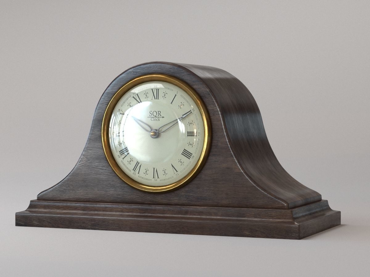 Vintage table wooden clock 3D model_4