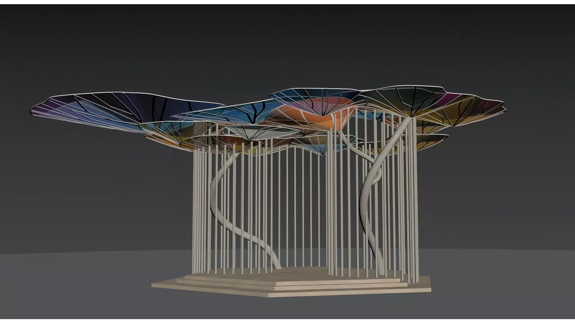 steel structure landscape 3D model_4