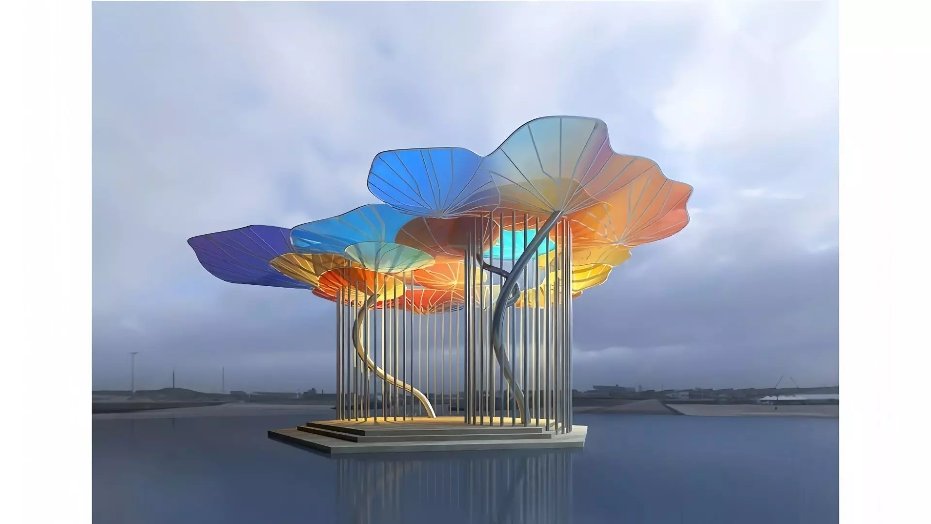 steel structure landscape 3D model_0