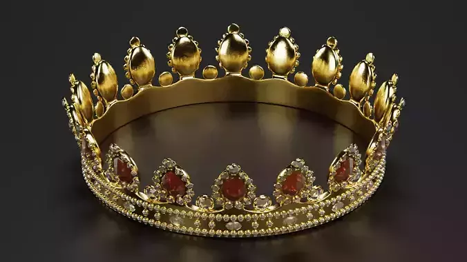 Royal Crown V2 - Golden Jewelry with Ruby Gemstones