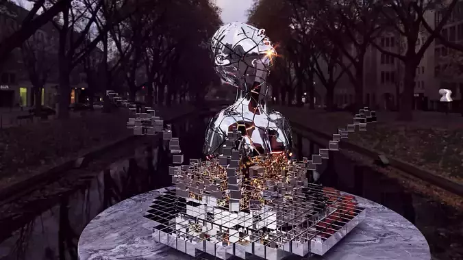 Mirror Surface Portrait Sculpture 3D model