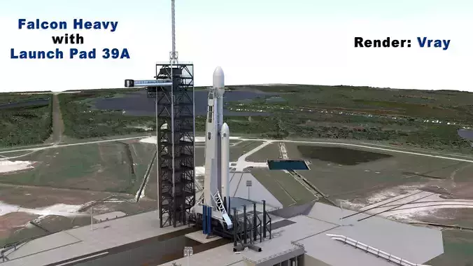 Falcon Heavy  with  Launch Pad 39A