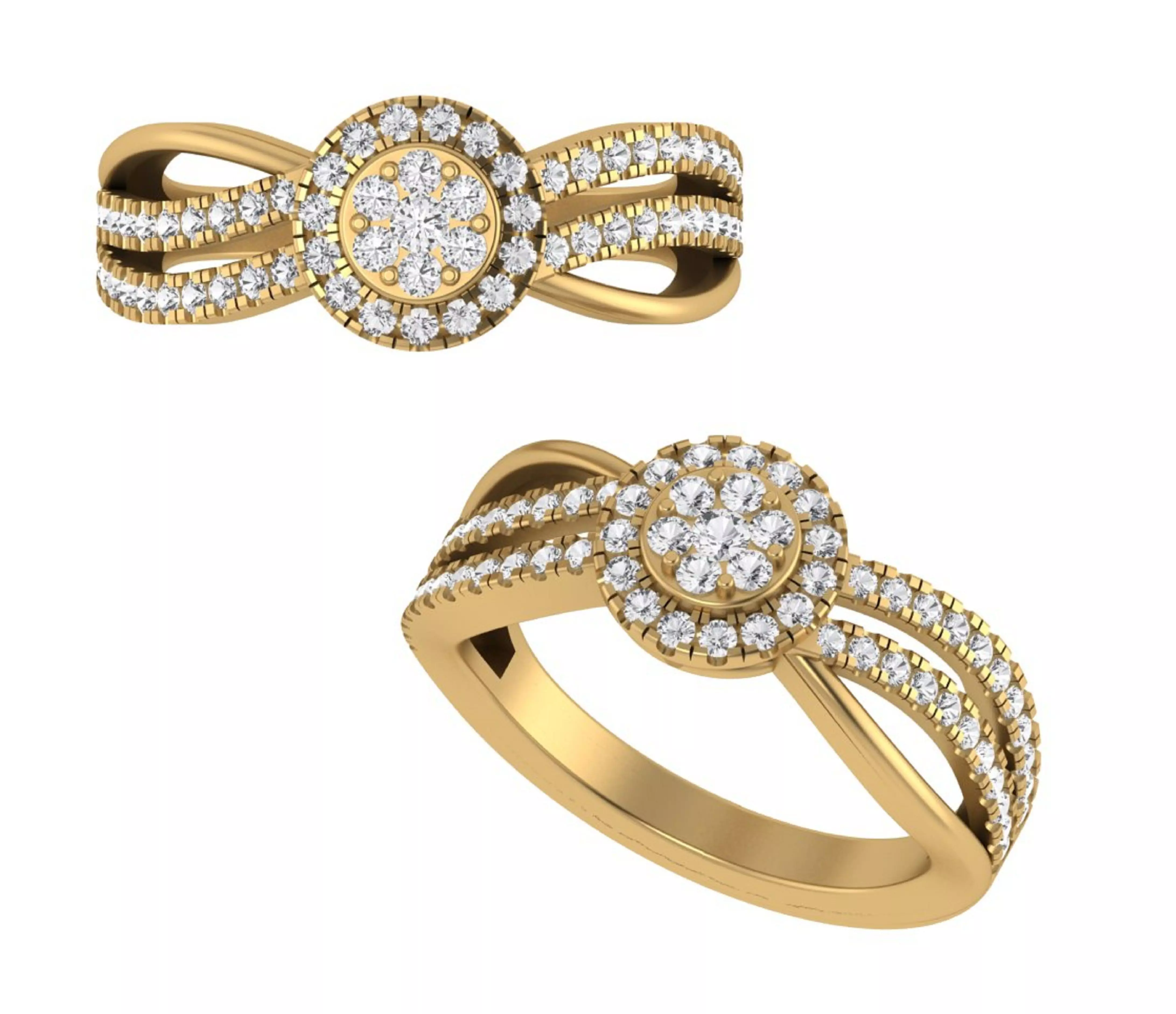 Daimond cluster rings 3D print model