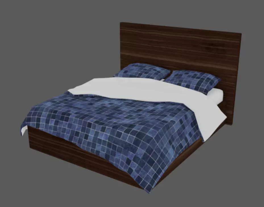 Double Bed 08 Low-poly 3D model_8