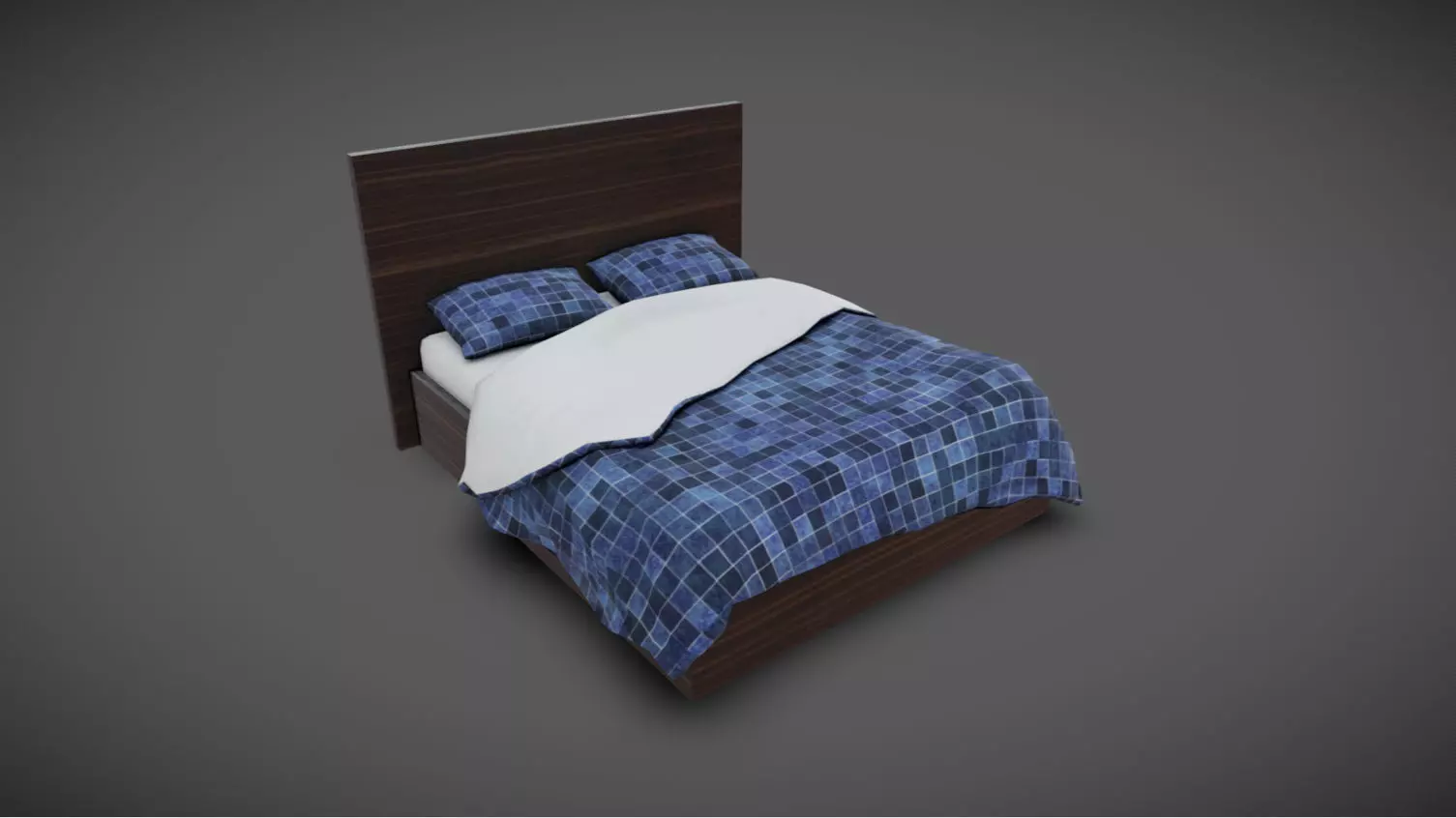 Double Bed 08 Low-poly 3D model_0