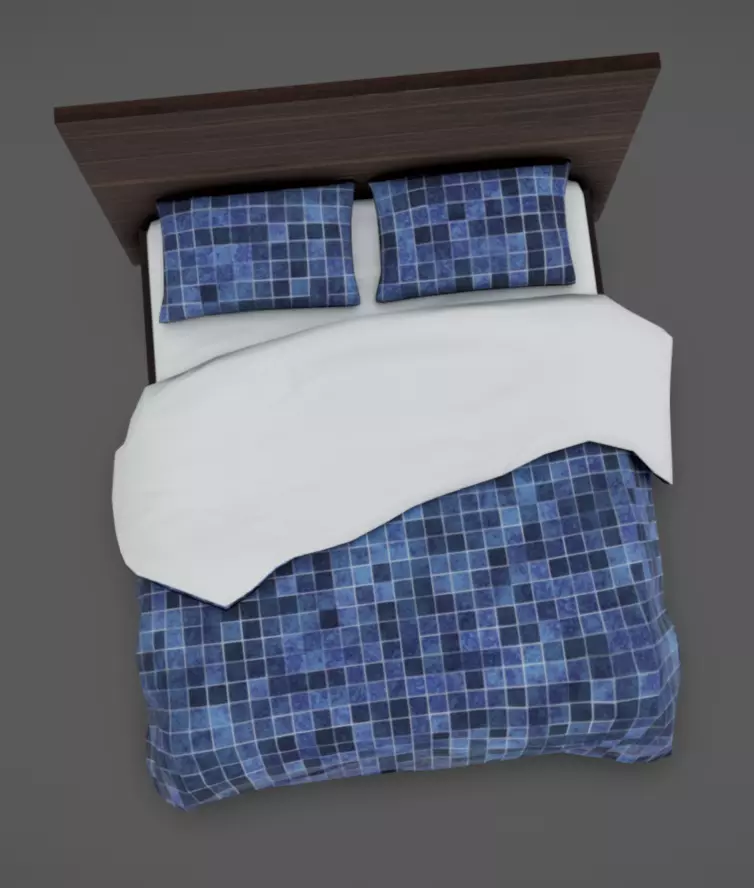 Double Bed 08 Low-poly 3D model_1