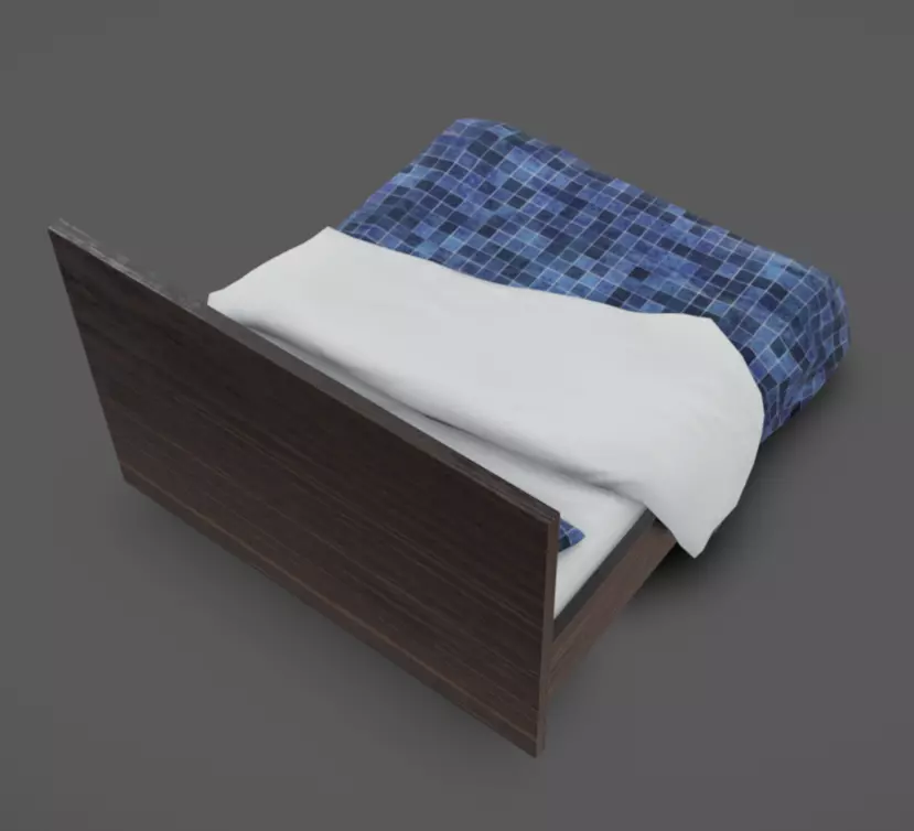 Double Bed 08 Low-poly 3D model_6