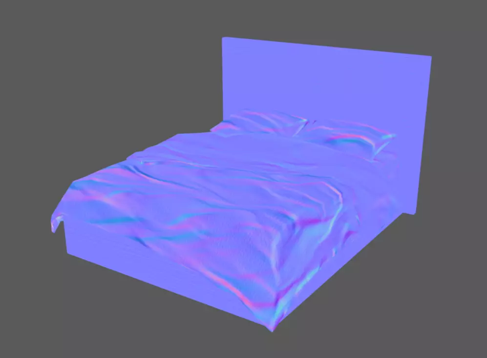Double Bed 08 Low-poly 3D model_9