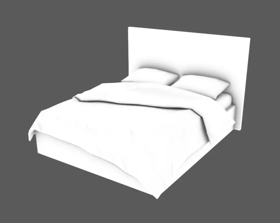 Double Bed 08 Low-poly 3D model_10