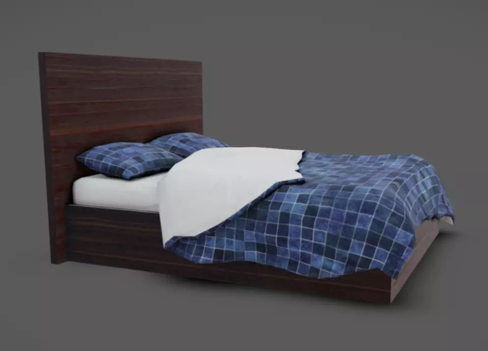 Double Bed 08 Low-poly 3D model_7
