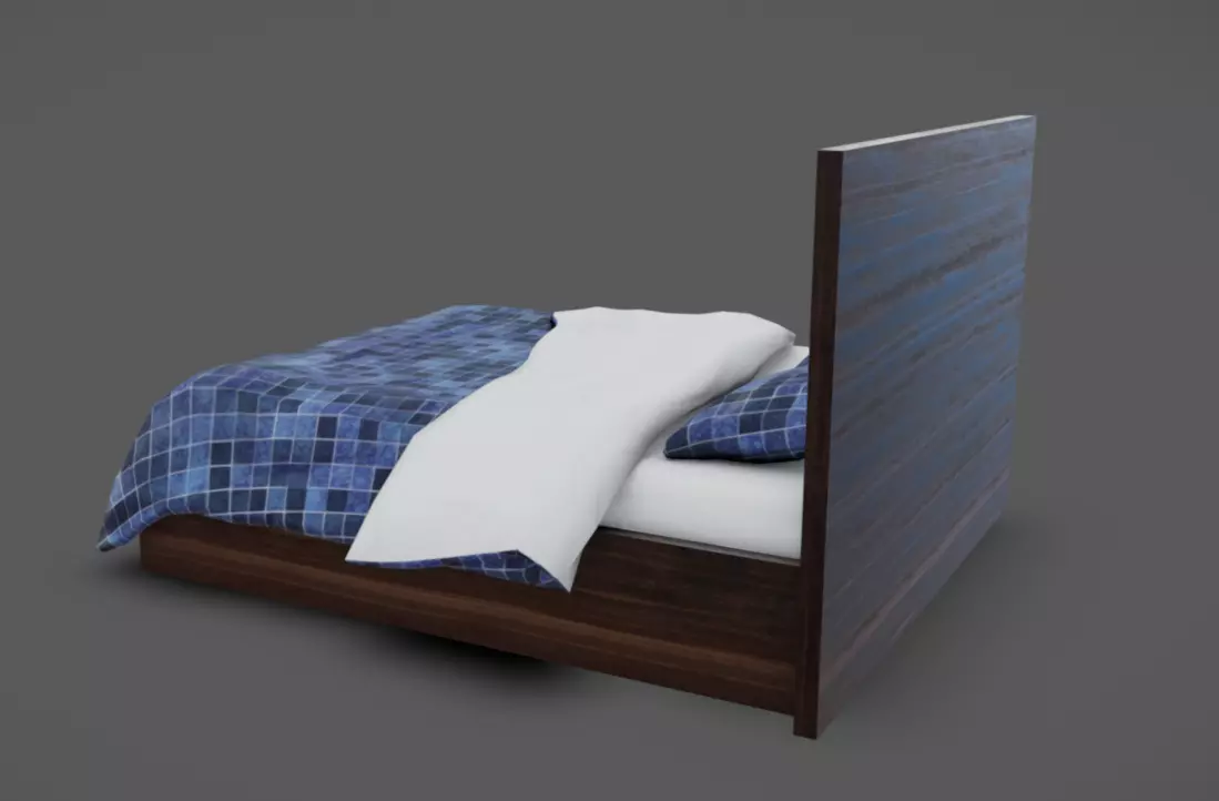Double Bed 08 Low-poly 3D model_4
