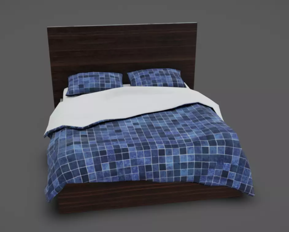 Double Bed 08 Low-poly 3D model_2