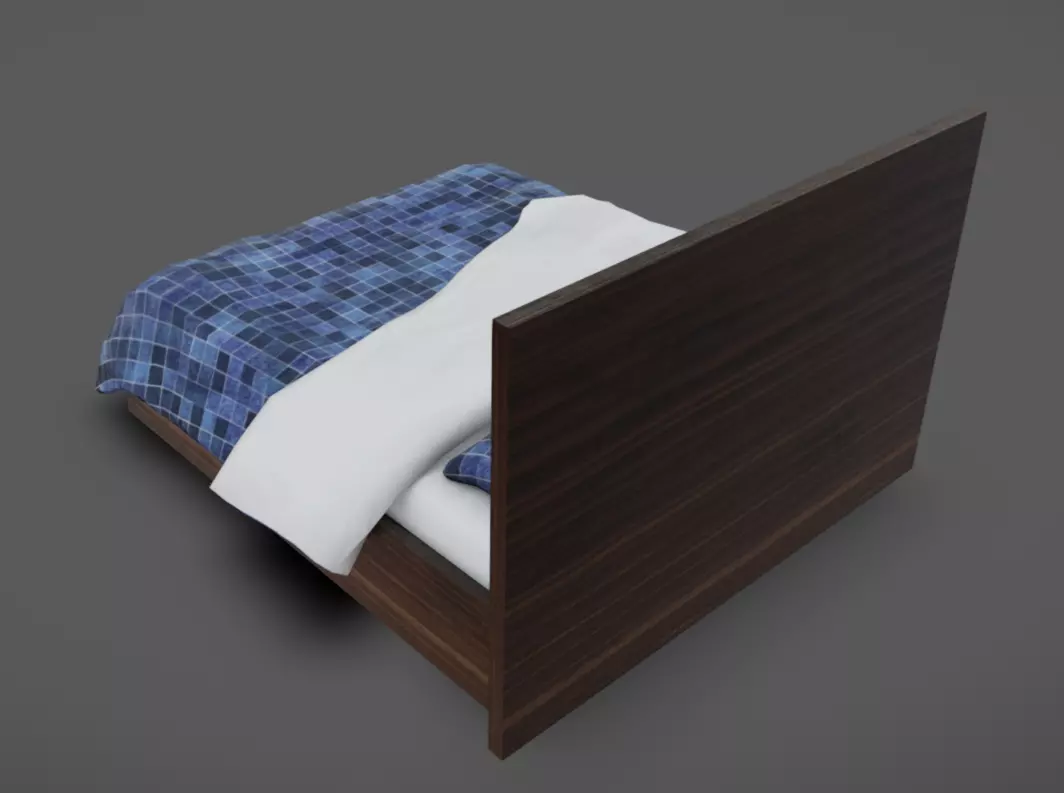Double Bed 08 Low-poly 3D model_5