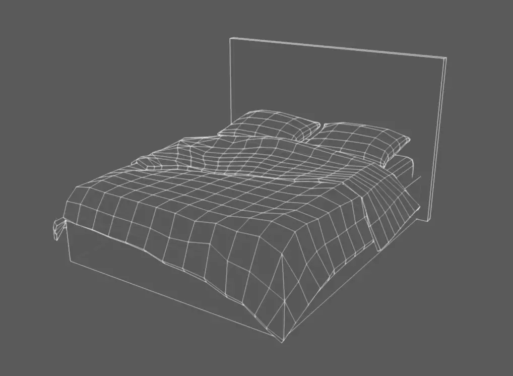 Double Bed 08 Low-poly 3D model_12